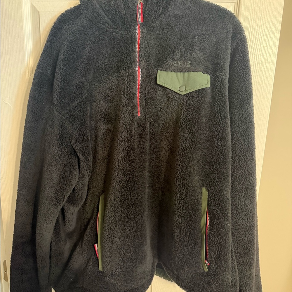 Orvis Black Fleece Pullover with Green Details